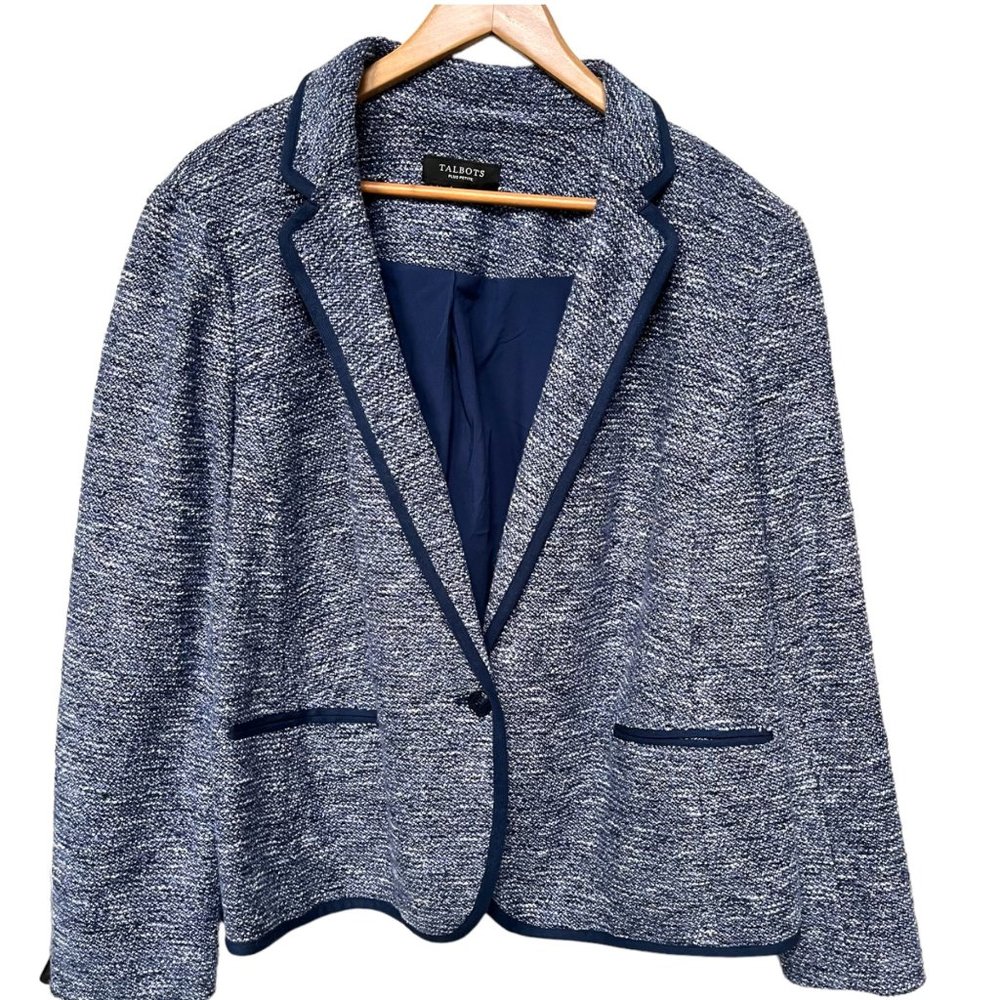 Talbots Blue Tweed Blazer Plus Petite Size